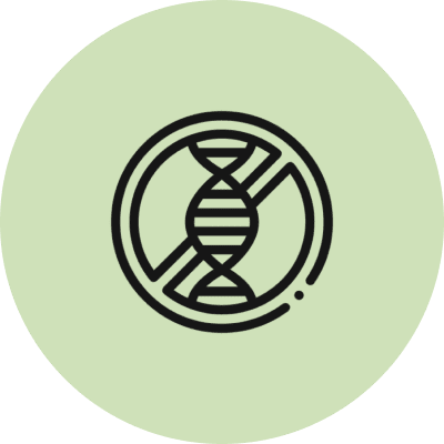Icon showing a DNA strand crossed out inside a circle.